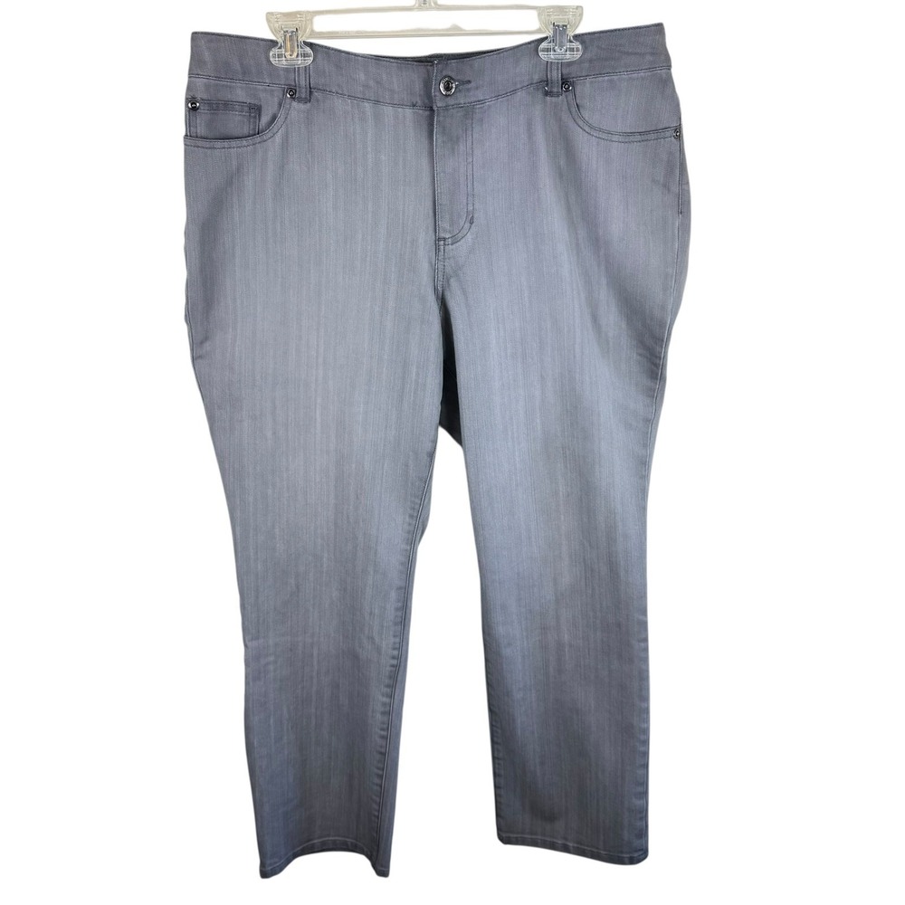 Chico's Platinum Cotton‎ Blend Gray High Rise Straight Leg Jeans Size 16P